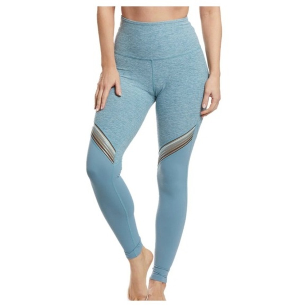 Beyond Yoga High Waisted Seamless Leggings Medium Blue Mesh Activewear Yoga